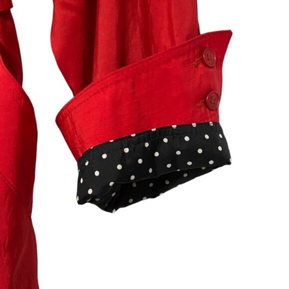 Vtg Red Polka Dot Cuffs Forecaster of Boston Double Breasted Trench Coat Size 8 - Picture 8 of 8
